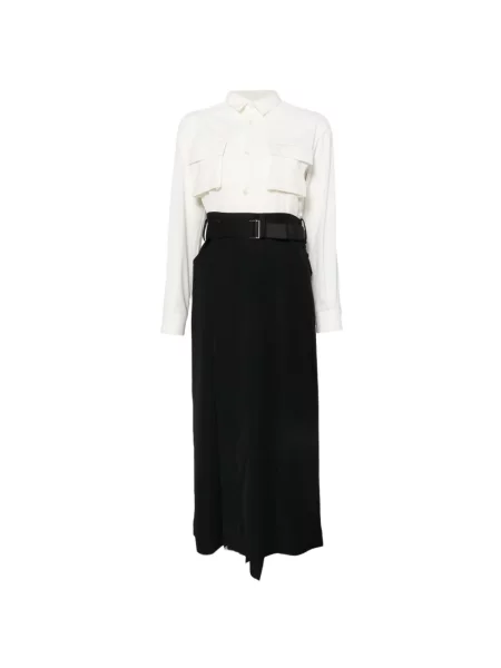 Cu centură rochie midi Sacai alb