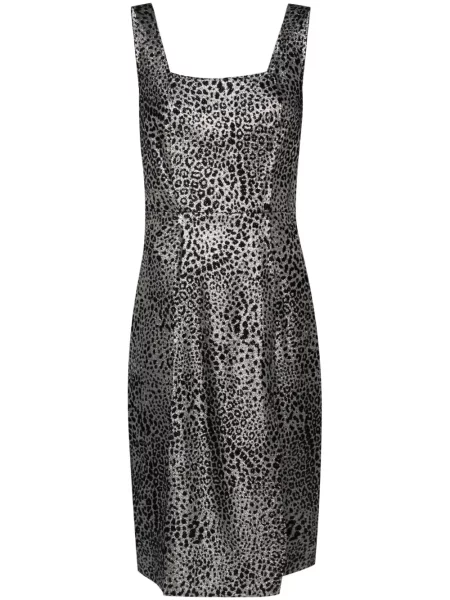 Rochie midi Genny din jacard până la genunchi de costum argintiu