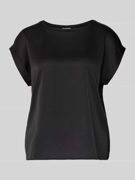 T-shirt z przeszytymi zakładkami na rękawach model ‘VIELLETTE’ Vila czarna
