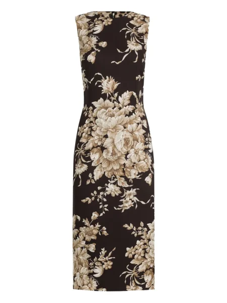 Rochie midi Dolce & Gabbana fără mâneci cu model floral cu imagine maro