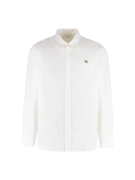 Haftowana koszula Maison Kitsune popelinowa casual biała
