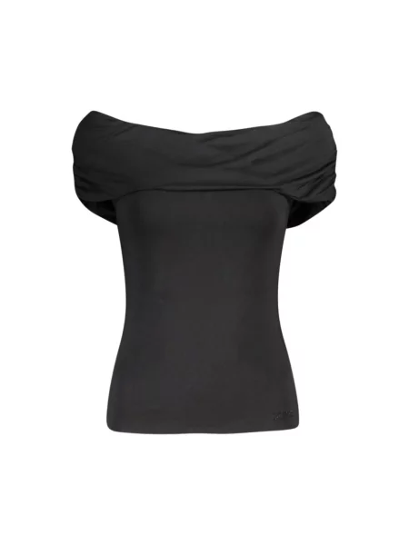 Bluzka Guess z krótkim rękawem z kryształkami czarna