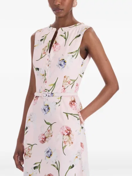 Rochie midi Oscar De La Renta cu model floral cu imagine roz
