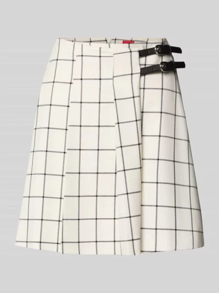 Spódnica mini w kopertowym stylu ze sprzączkami model ‘Raluna’ Hugo biała