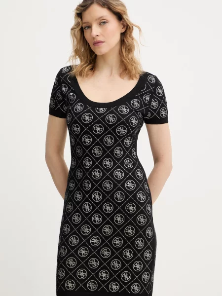 Guess Pletena obleka črna