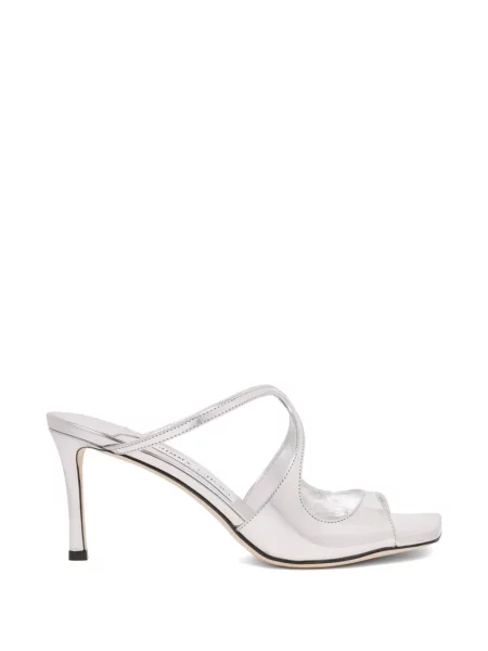 Papuci tip mules Jimmy Choo cu bretele argintiu