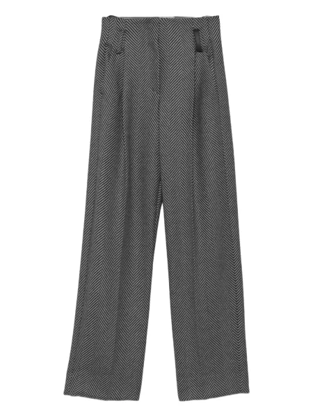 Pantaloni Forte_forte cu model herringbone gri