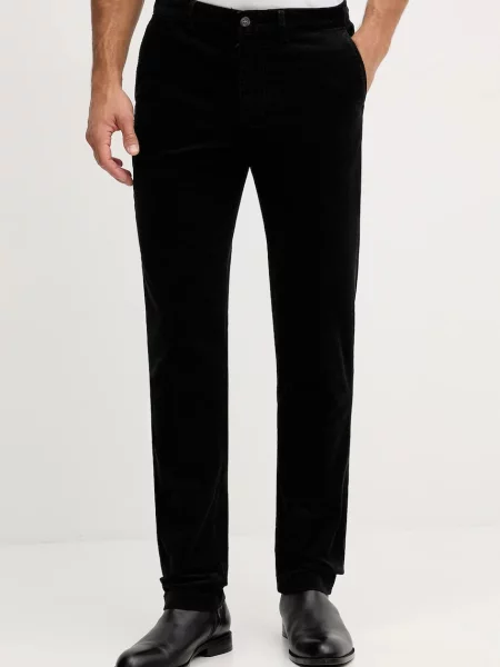 Hlače iz rebrastega žameta Tommy Hilfiger črna