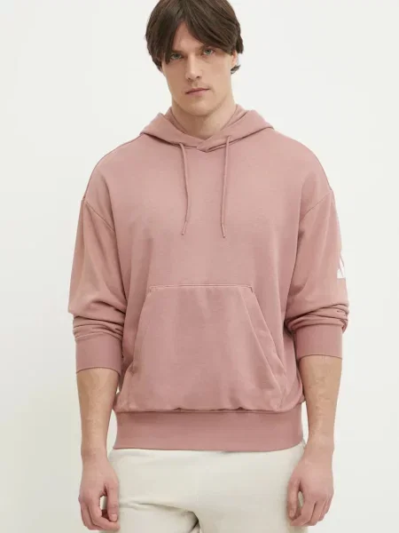 Pulover adidas Essentials s kapuco roza