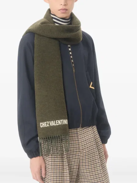 Fular Valentino Garavani cu broderie verde