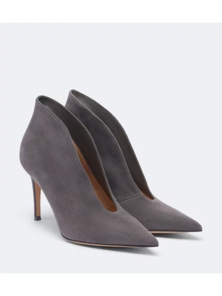 Pantofi cu toc Gianvito Rossi din piele de căprioară gri