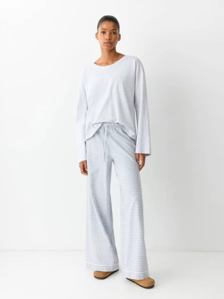 Piżama w kratkę vichy jasnoszary Teen XS MANGO TEEN