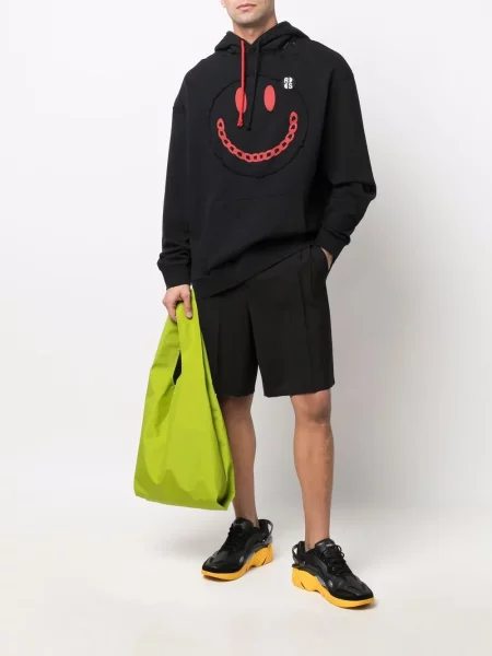 Džemperis su gobtuvu Raf Simons su nubrozdinimais juoda