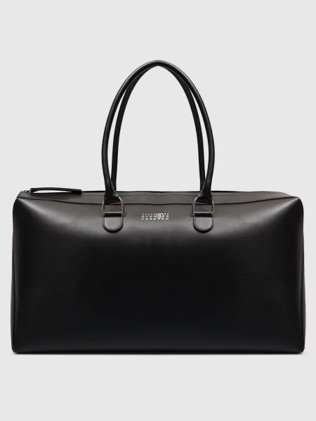Шкіряна дорожня сумка Bauletto Maison Margiela Mm6 чорна
