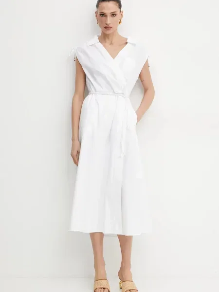 Marella sukienka RIVERA midi rozkloszowana biały