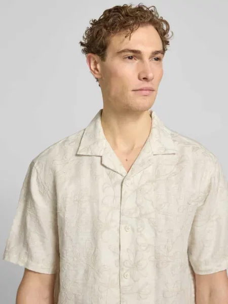 Koszula casual z czystego lnu w kroju regular fit Jake*s Studio Men beżowa