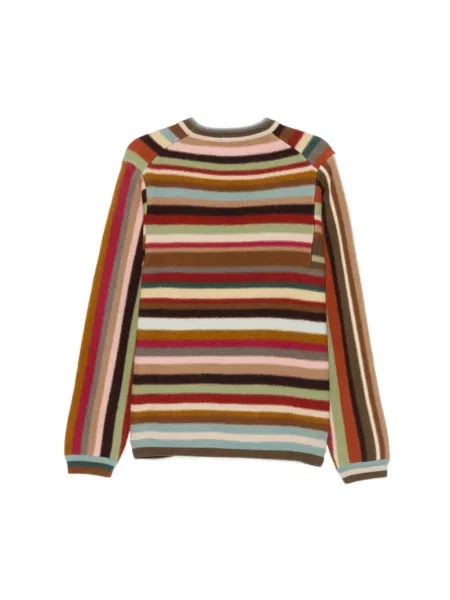 Sweter Paul Smith w paski z dekoltem w serek z paskiem