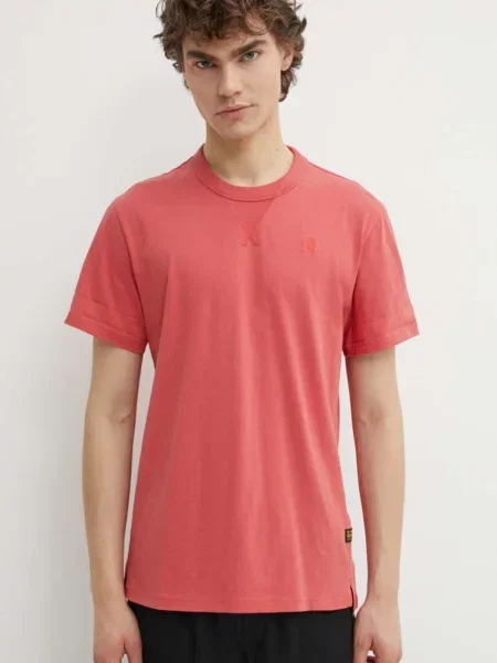 Тениска G-Star Raw с изчистен дизайн червено