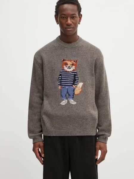 Maison Kitsuné pulover din amestec de lână Dressed Fox Intarsia Wool