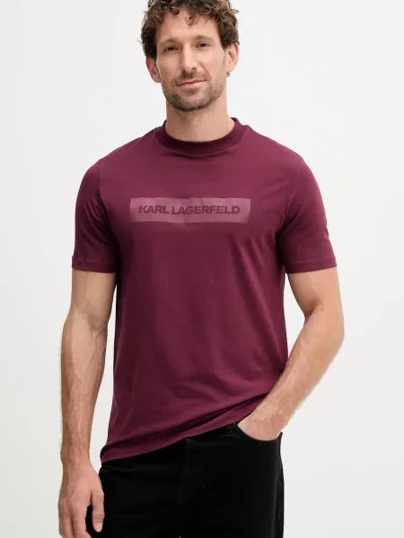 Karl Lagerfeld t-shirt z nadrukiem bordowy