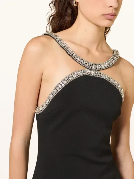 Retrofête Sukienka Koktajlowa Ailsa Z Kamieniami Ozdobnymi schwarz czarna