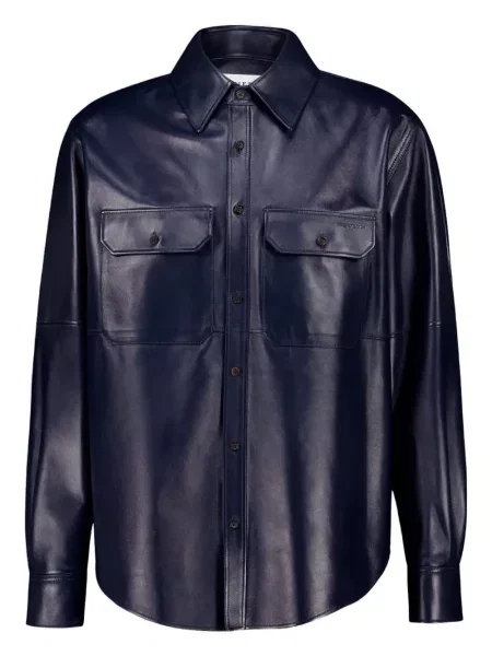 Kožená košile Alexander Mcqueen modrá