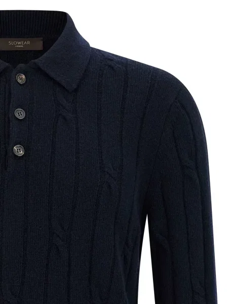 Tricou polo Zanone tricotate albastru
