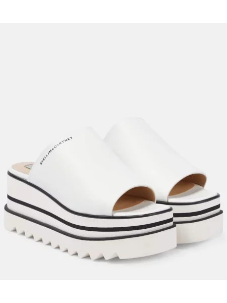 Papuci tip mules Stella Mccartney cu platformă alb