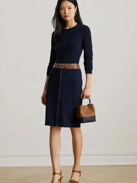 Lauren Ralph Lauren spódnica granatowy midi ołówkowa