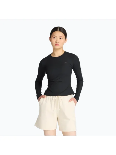 Bluză cu mânecă lungă pentru femei New Balance Micro-Rib negru