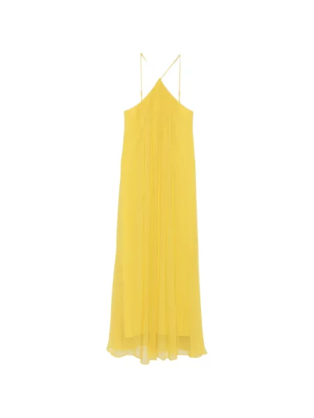 Rochie maxi Staud cu gât halter galben