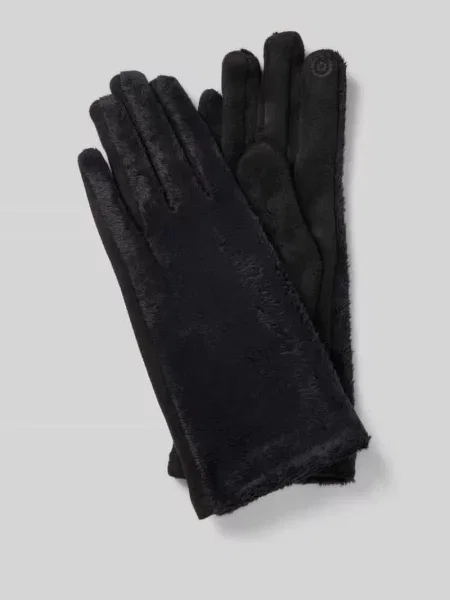 Rękawiczki z obszyciem ze sztucznego futra Eem czarne