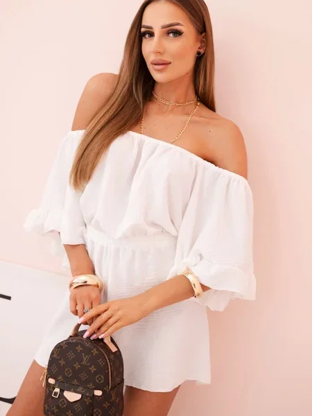 Kombinezon Kesi z falbankami biały