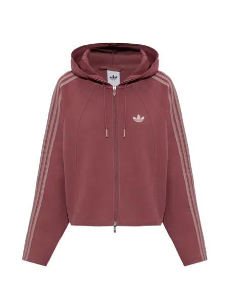 Pulover Adidas cu dungi cu broderie din satin alb