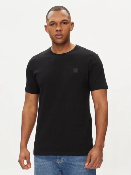 Тениска Boss Orange с меланжов десен черно