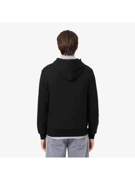 Lacoste Rozpinana Bluza Polarowa Z Kapturem O Klasycznym Kroju czarny