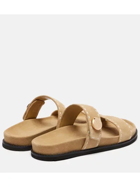 TORY BURCH Șlapi ROMY | piele întoarsă bej