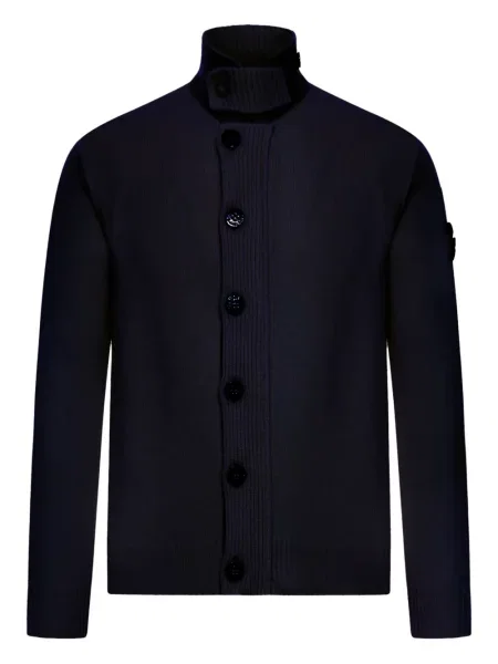 Cardigan Stone Island de lână cu strasuri albastru