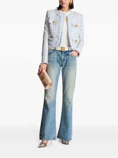 Geacă Balmain din tweed albastru