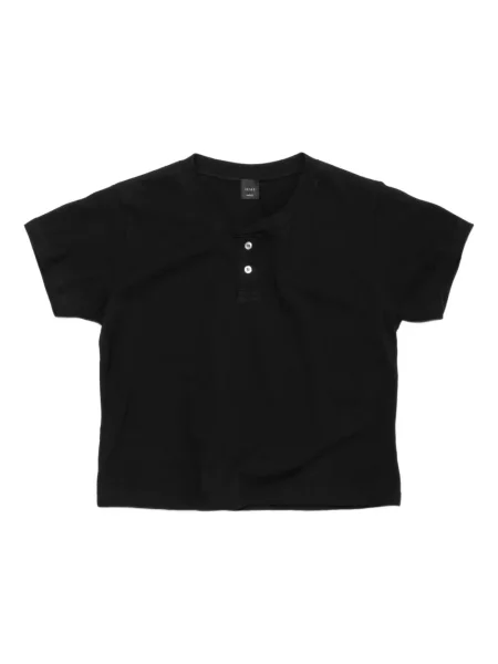 Tricou Leset cu guler henley negru