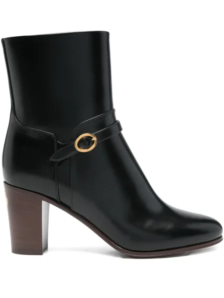 Botine Valentino Garavani din piele cu cataramă negru