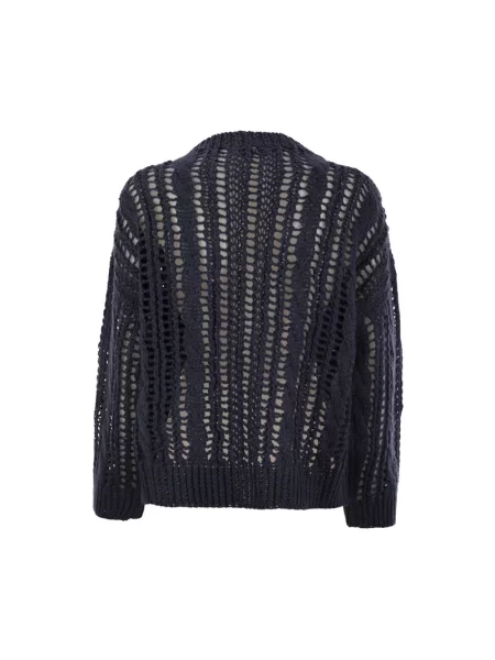 Dzianinowy sweter Brunello Cucinelli niebieski