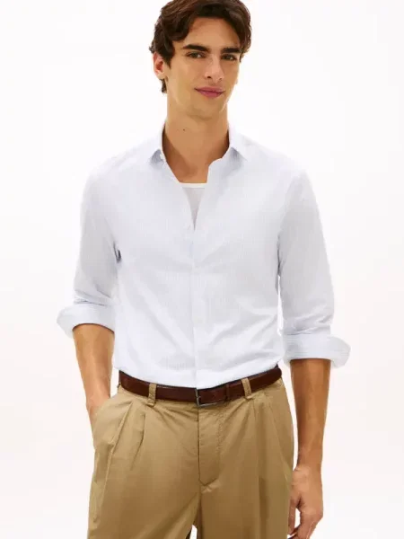 Tommy Hilfiger Cămașă | strech | | cu adaos de in albastru