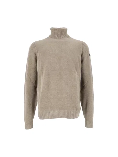Dzianinowy sweter z golfem Rrd do golfa beżowy