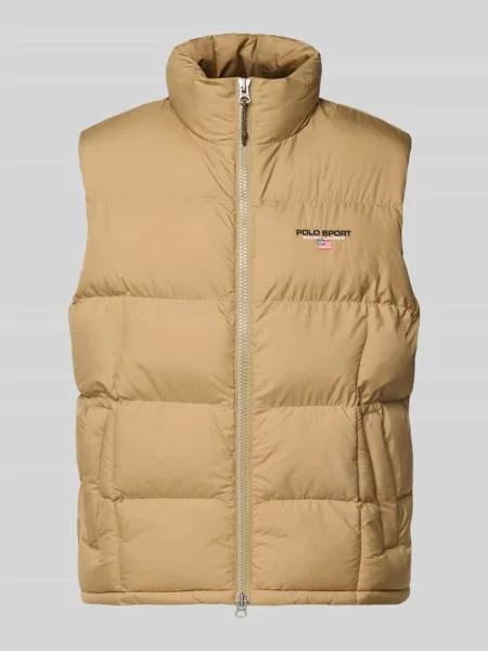 Kamizelka pikowana o kroju regular fit z wyhaftowanym logo Polo Ralph Lauren khaki