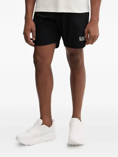 Pantaloni scurți Ea7 Emporio Armani cu imagine negru