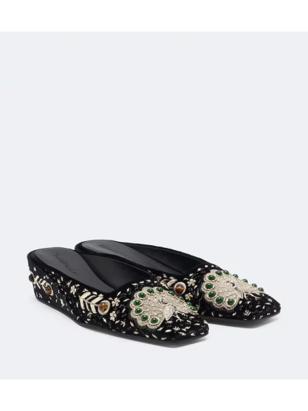 Papuci tip mules Zimmermann de catifea cu pană negru