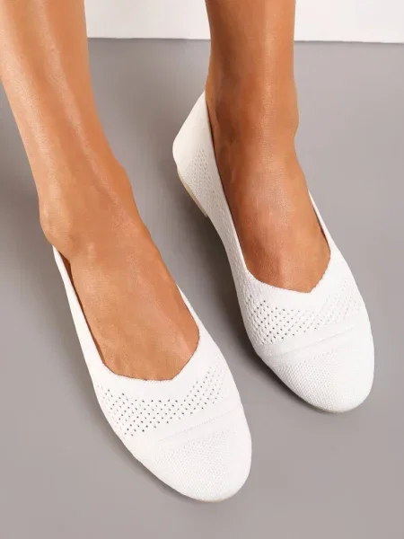 Balerini Albi Platforma Plasă Nelibra alb