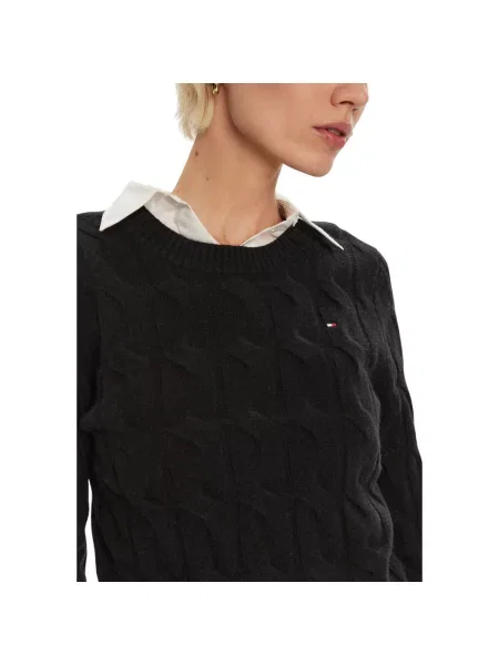 Vlněný svetr Tommy Hilfiger bez kostic černý