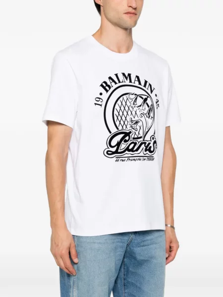 Tricou Balmain cu imagine alb